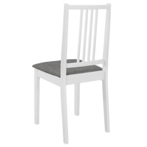 Aplusliving-Dining Chairs with Cushions 6 pcs White Solid Wood