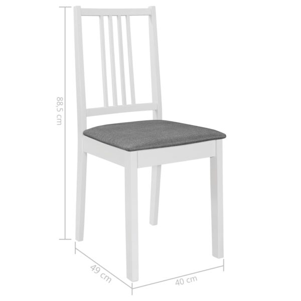 Aplusliving-Dining Chairs with Cushions 6 pcs White Solid Wood