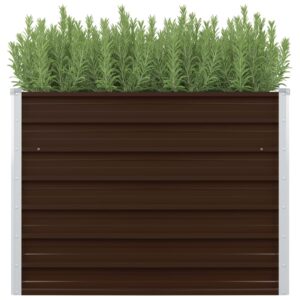Aplusliving-Raised Garden Bed Brown 100x100x77 cm Galvanised Steel