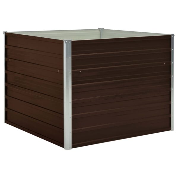 Aplusliving-Raised Garden Bed Brown 100x100x77 cm Galvanised Steel
