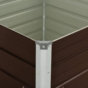 Aplusliving-Raised Garden Bed Brown 100x100x77 cm Galvanised Steel