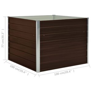 Aplusliving-Raised Garden Bed Brown 100x100x77 cm Galvanised Steel
