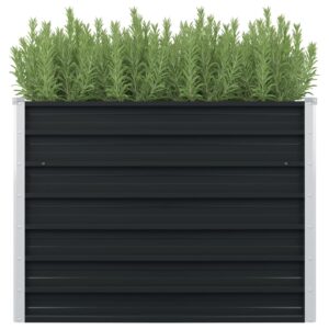 Aplusliving-Raised Garden Bed Anthracite 100x100x77 cm Galvanised Steel