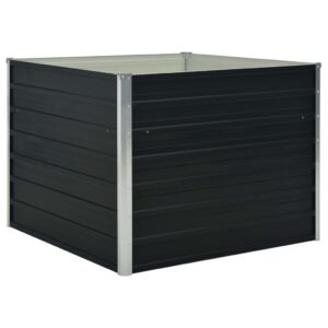 Aplusliving-Raised Garden Bed Anthracite 100x100x77 cm Galvanised Steel