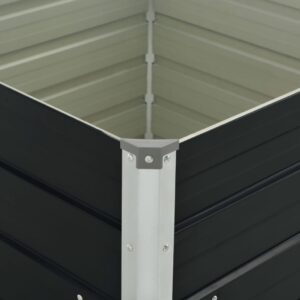 Aplusliving-Raised Garden Bed Anthracite 100x100x77 cm Galvanised Steel