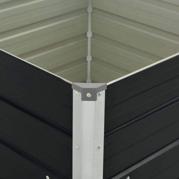 Aplusliving-Raised Garden Bed Anthracite 100x100x77 cm Galvanised Steel