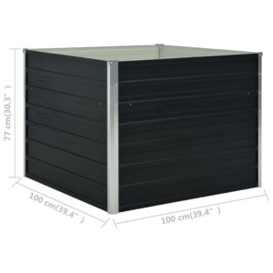 Aplusliving-Raised Garden Bed Anthracite 100x100x77 cm Galvanised Steel