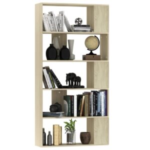 Aplusliving-Book Cabinet/Room Divider Sonoma Oak 80x24x159 cm Engineered Wood