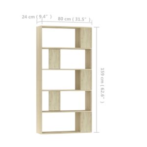 Aplusliving-Book Cabinet/Room Divider Sonoma Oak 80x24x159 cm Engineered Wood