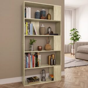 Aplusliving-Book Cabinet/Room Divider Sonoma Oak 80x24x159 cm Engineered Wood