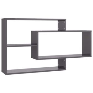 Aplusliving-Wall Shelves High Gloss Grey 104x20x58.5 cm Engineered Wood