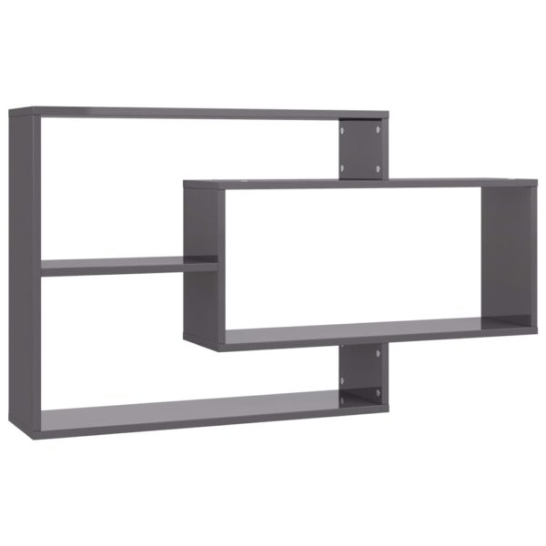 Aplusliving-Wall Shelves High Gloss Grey 104x20x58.5 cm Engineered Wood