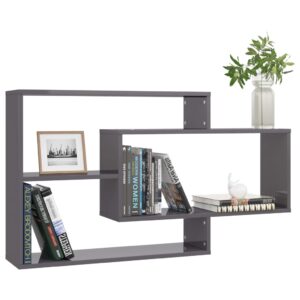 Aplusliving-Wall Shelves High Gloss Grey 104x20x58.5 cm Engineered Wood