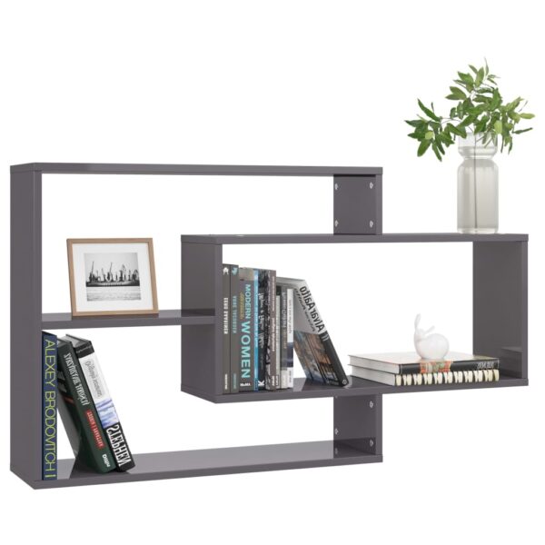 Aplusliving-Wall Shelves High Gloss Grey 104x20x58.5 cm Engineered Wood