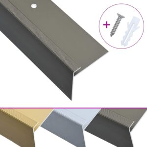 Aplusliving-F-shape Stair Nosings 15 pcs Aluminium 100 cm Brown