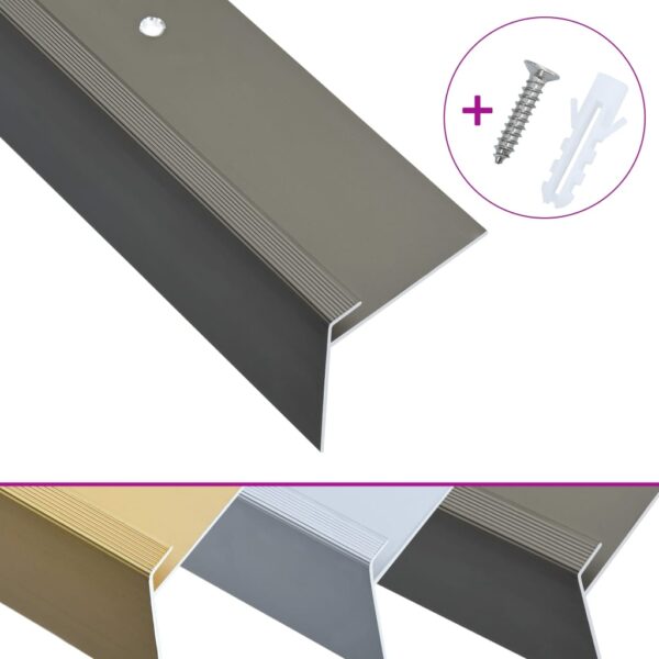 Aplusliving-F-shape Stair Nosings 15 pcs Aluminium 100 cm Brown