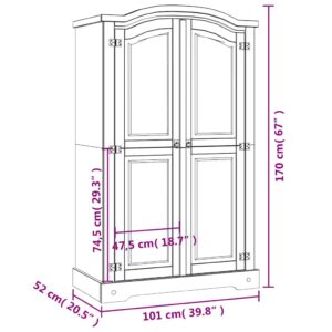 Aplusliving-Wardrobe Mexican Pine Corona Range 2 Doors White