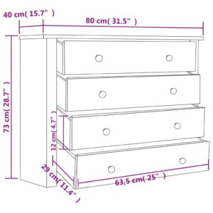 Aplusliving-Side Cabinet White 80x40x73 cm Pine Panama Range