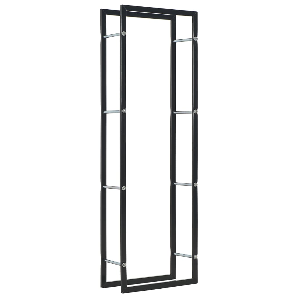 Aplusliving-Firewood Rack Black 50x20x150 cm Steel