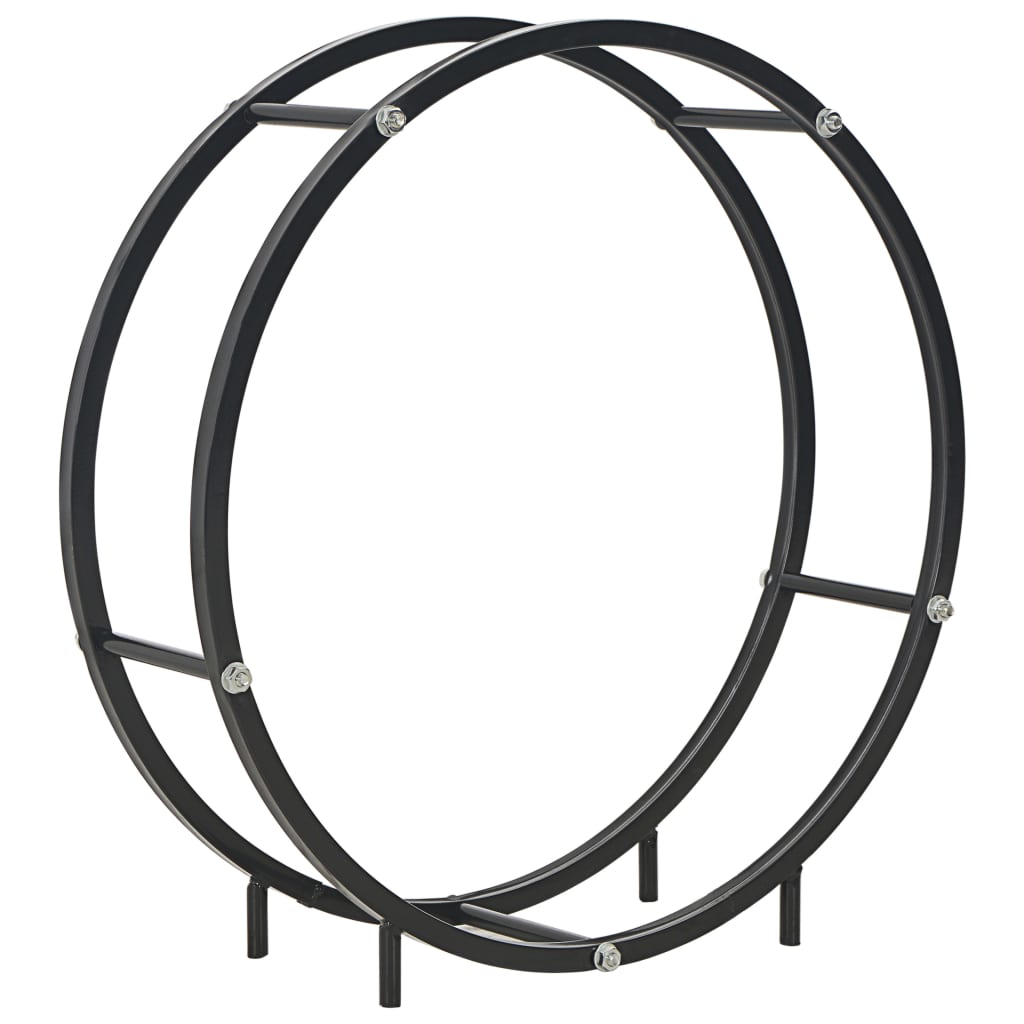 Aplusliving-Firewood Rack Black 70x20x70 cm Steel