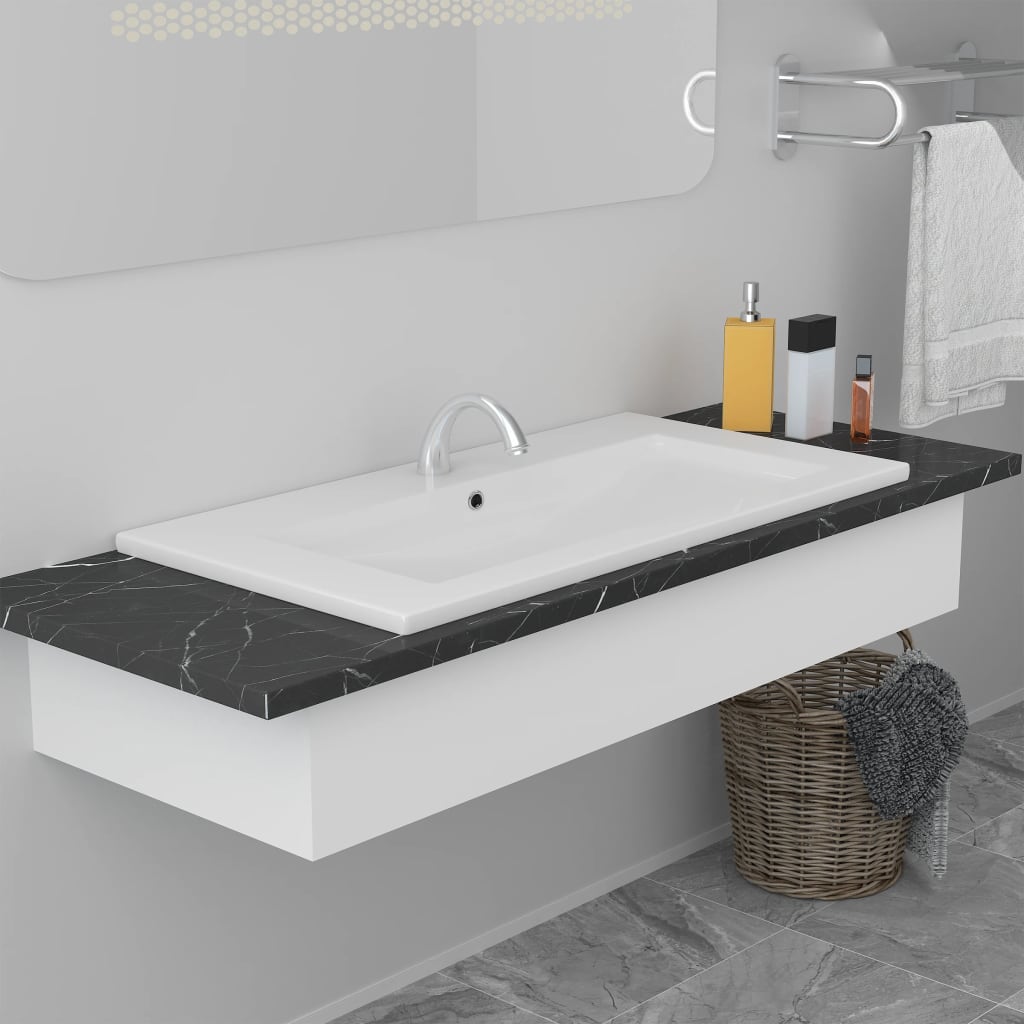 Aplusliving-Built-in Basin 91x39.5x18.5 cm Ceramic White