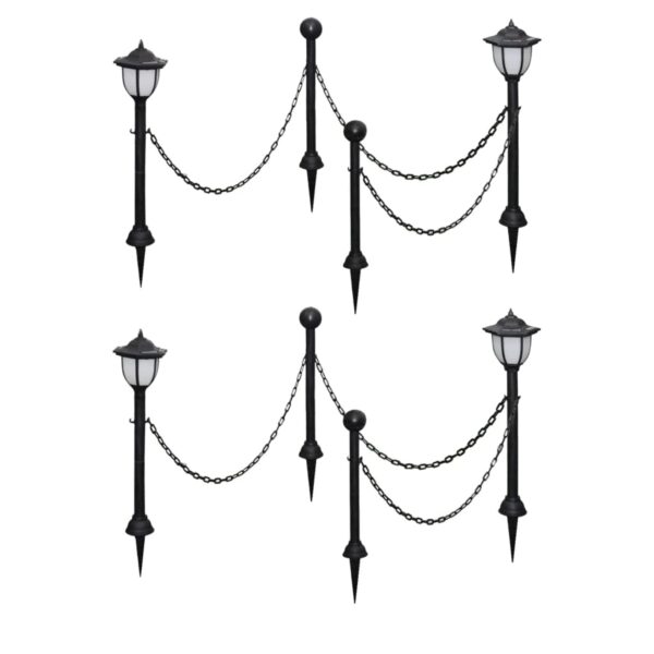 Aplusliving-Solar Lights 4 pcs with Chain Fence and Poles