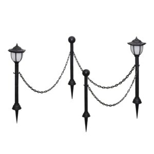 Aplusliving-Solar Lights 4 pcs with Chain Fence and Poles