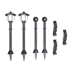 Aplusliving-Solar Lights 4 pcs with Chain Fence and Poles