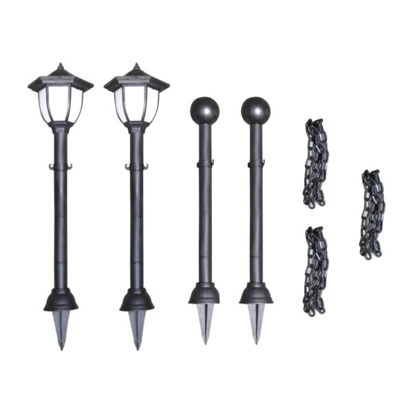 Aplusliving-Solar Lights 4 pcs with Chain Fence and Poles