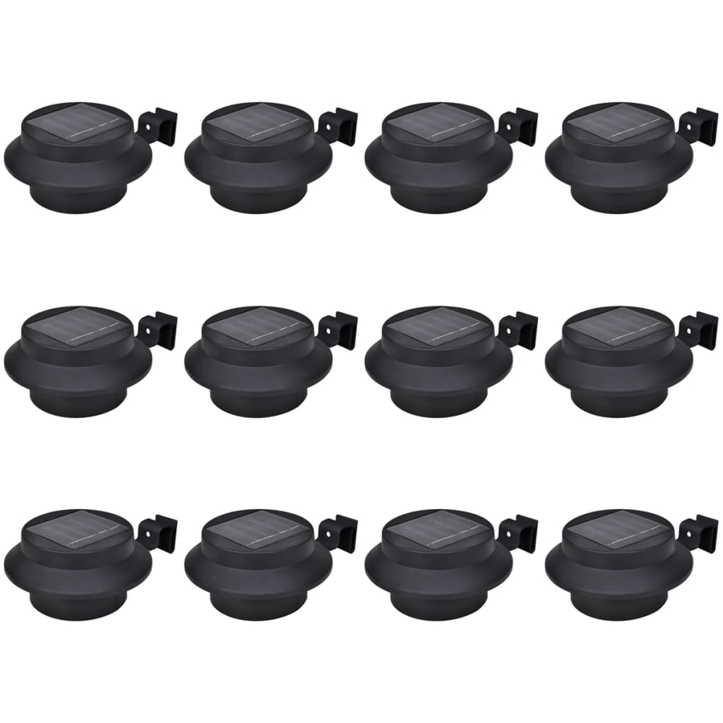 Aplusliving-Outdoor Solar Fence Lamps 12 pcs LED Black