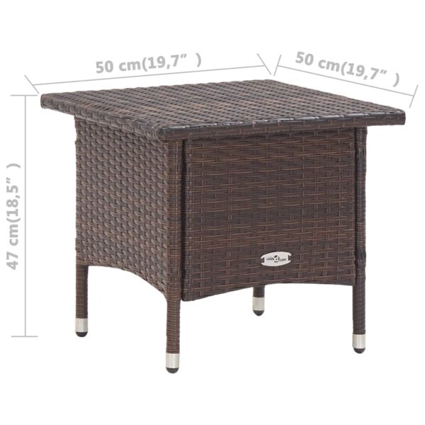 Aplusliving-Tea Table Brown 50x50x47 cm Poly Rattan