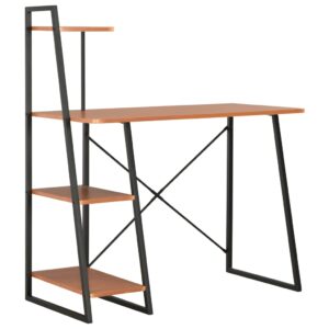 Aplusliving-Desk with Shelving Unit Black and Brown 102x50x117 cm