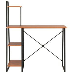 Aplusliving-Desk with Shelving Unit Black and Brown 102x50x117 cm