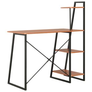 Aplusliving-Desk with Shelving Unit Black and Brown 102x50x117 cm
