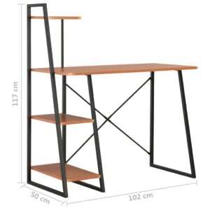 Aplusliving-Desk with Shelving Unit Black and Brown 102x50x117 cm