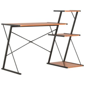 Aplusliving-Desk with Shelf Black and Brown 116x50x93 cm