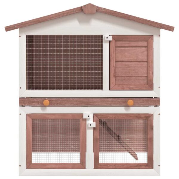 Aplusliving-Outdoor Rabbit Hutch 3 Doors Brown Wood