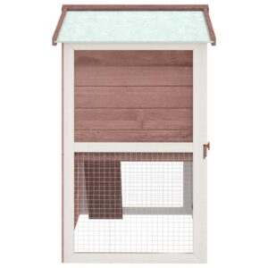 Aplusliving-Outdoor Rabbit Hutch 3 Doors Brown Wood