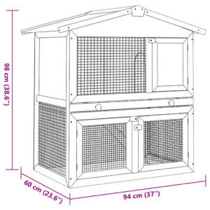 Aplusliving-Outdoor Rabbit Hutch 3 Doors Brown Wood