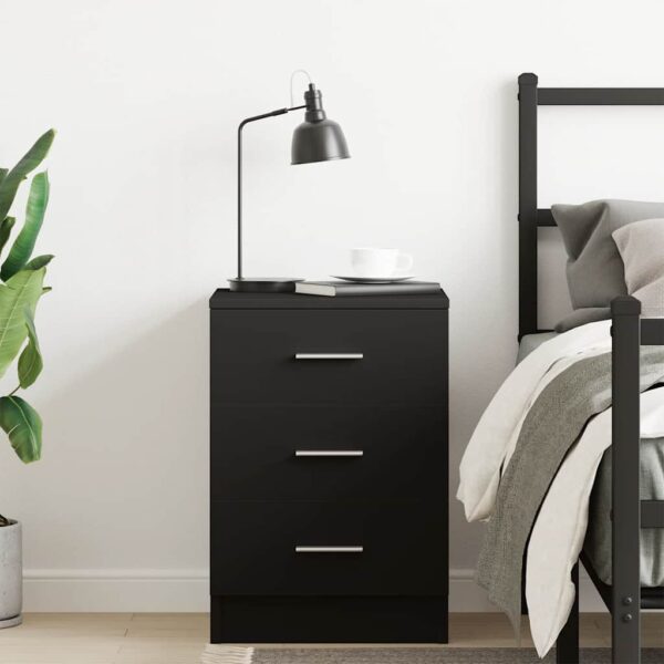 Aplusliving-Bedside Cabinet Black 38x35x56 cm Engineered Wood
