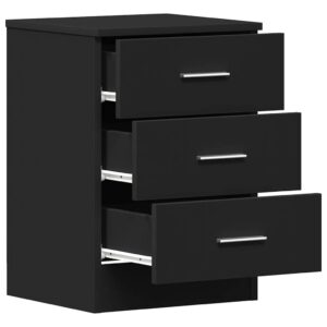 Aplusliving-Bedside Cabinet Black 38x35x56 cm Engineered Wood