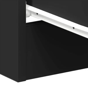 Aplusliving-Bedside Cabinet Black 38x35x56 cm Engineered Wood