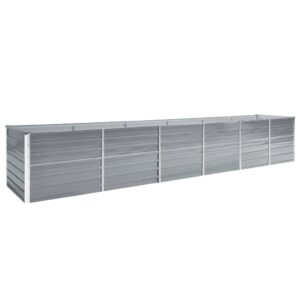 Aplusliving-Garden Raised Bed Galvanised Steel 480x80x77 cm Grey