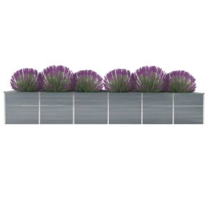 Aplusliving-Garden Raised Bed Galvanised Steel 480x80x77 cm Grey
