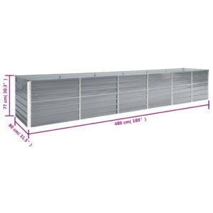 Aplusliving-Garden Raised Bed Galvanised Steel 480x80x77 cm Grey