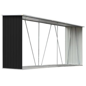 Aplusliving-Garden Log Storage Shed Galvanised Steel 330x84x152 cm Anthracite