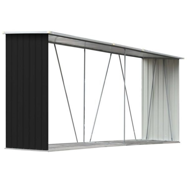Aplusliving-Garden Log Storage Shed Galvanised Steel 330x84x152 cm Anthracite