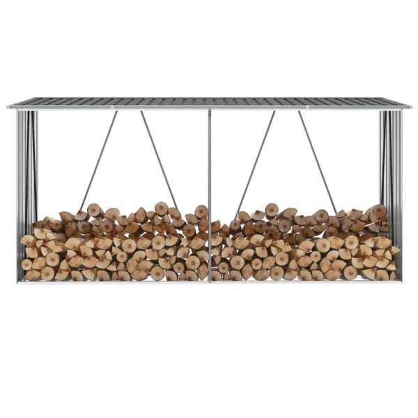Aplusliving-Garden Log Storage Shed Galvanised Steel 330x84x152 cm Anthracite
