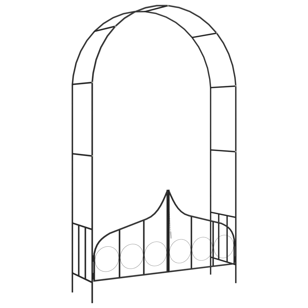 Aplusliving-Garden Arch with Gate Black 138x40x238 cm Iron