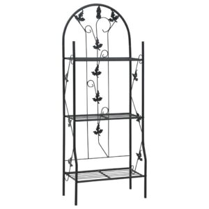 Aplusliving-3-Layer Plant Rack Black 52x28x128 cm Iron